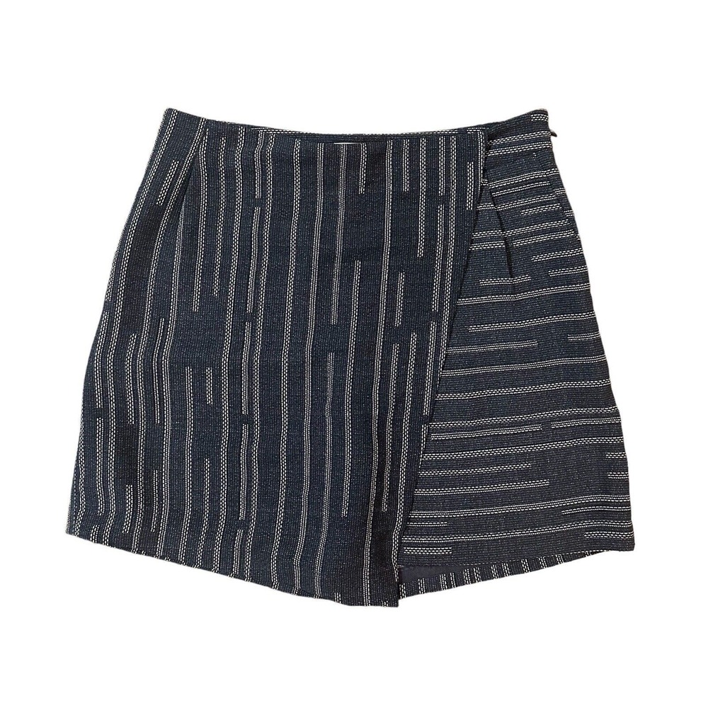 Elevenses Anthropologie Peoria Striped Side Zip Skort Size 2 Skirt Wrap Pleated
